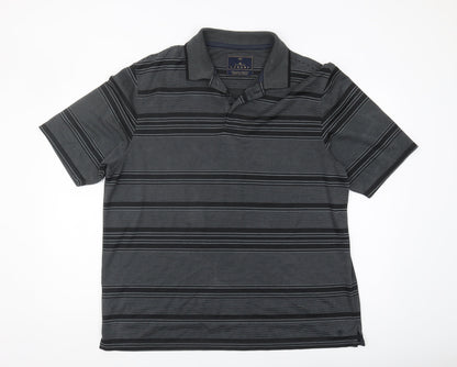 Marks and Spencer Men's Black Striped Polo XL