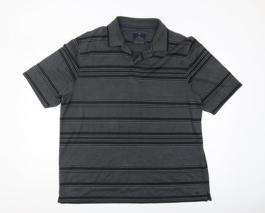 Marks and Spencer Men's Black Striped Polo XL