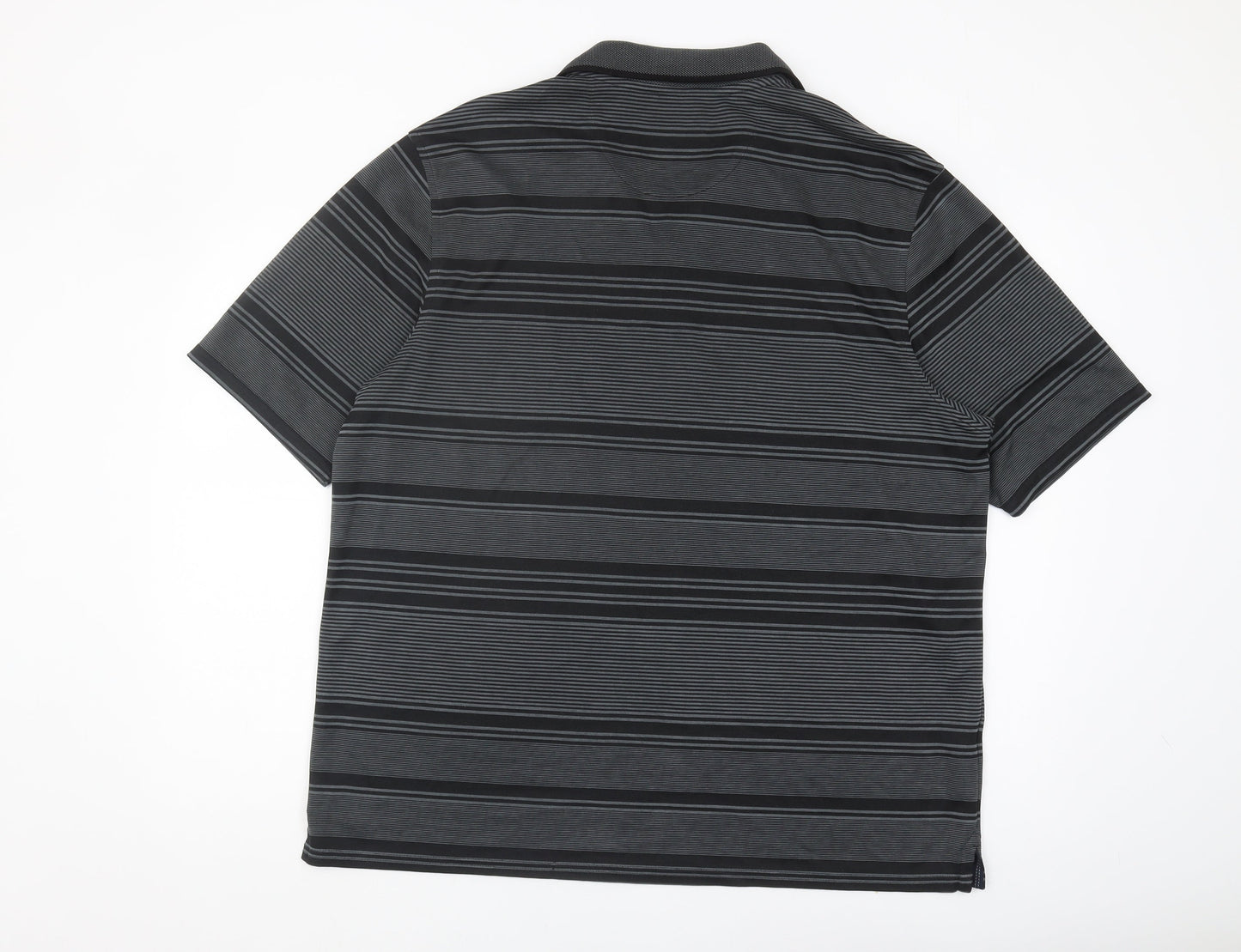 Marks and Spencer Men's Black Striped Polo XL