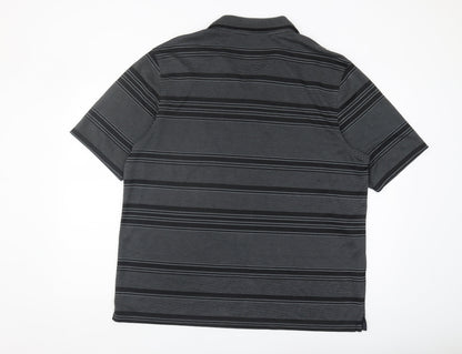 Marks and Spencer Men's Black Striped Polo XL