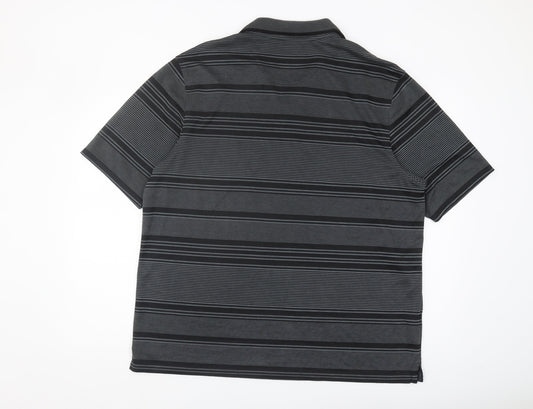 Marks and Spencer Men's Black Striped Polo XL