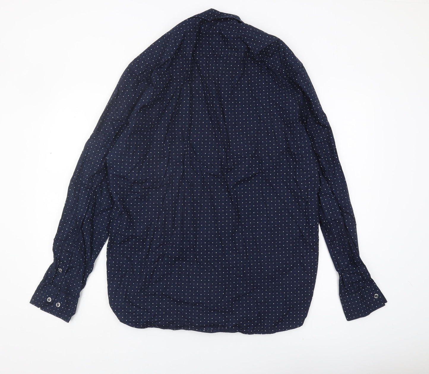 French Connection Men's Blue XL Polka Dot Button-Up Shirt