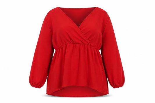 Womens UK Size 22-24 Yours Red Wrap Blouse