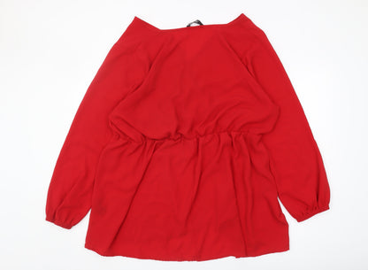 Womens UK Size 22-24 Yours Red Wrap Blouse