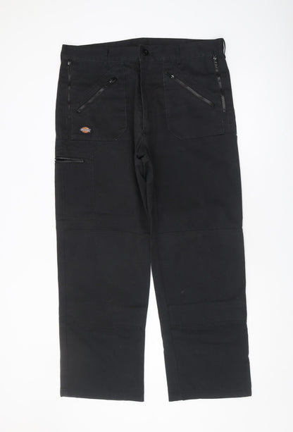 Dickies Men's Black Cargo Trousers, Size 36, Workwear