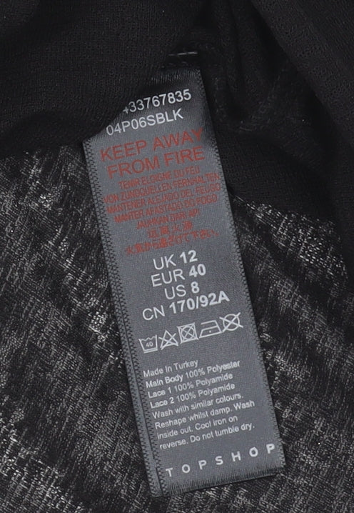 Womens UK Size 12 Topshop Black Basic Blouse