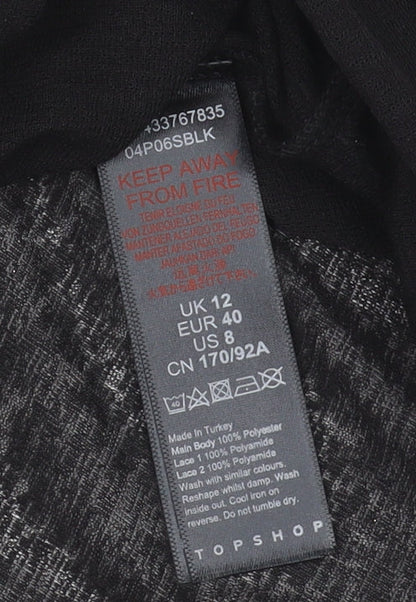 Womens UK Size 12 Topshop Black Basic Blouse