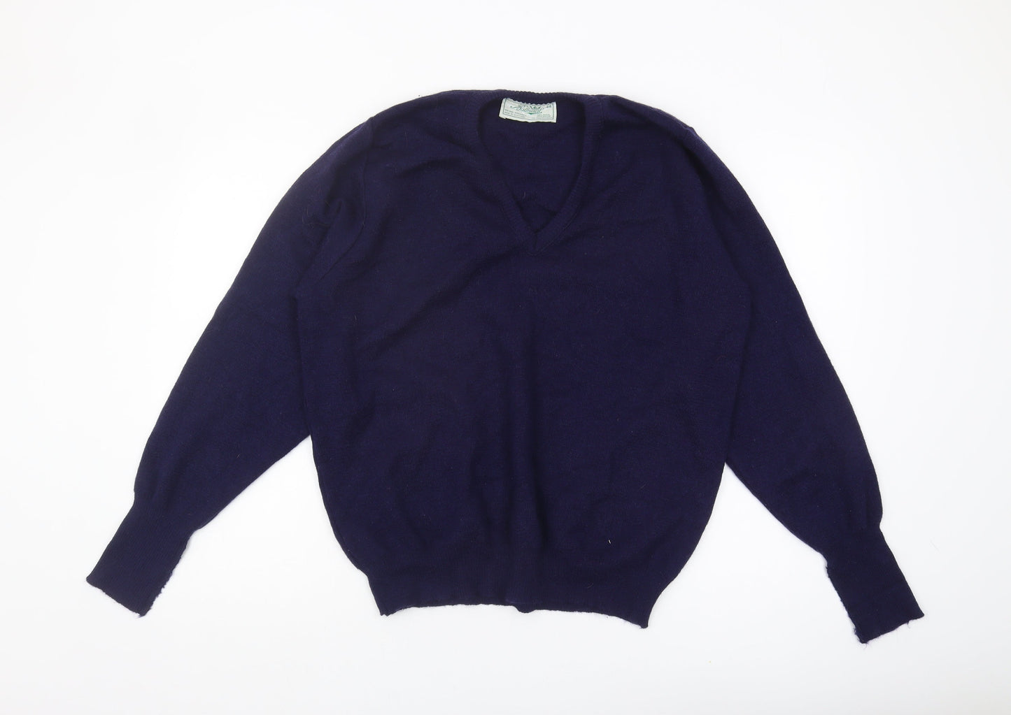 Balmoral Men’s Blue Wool V-Neck Pullover Jumper, Size L