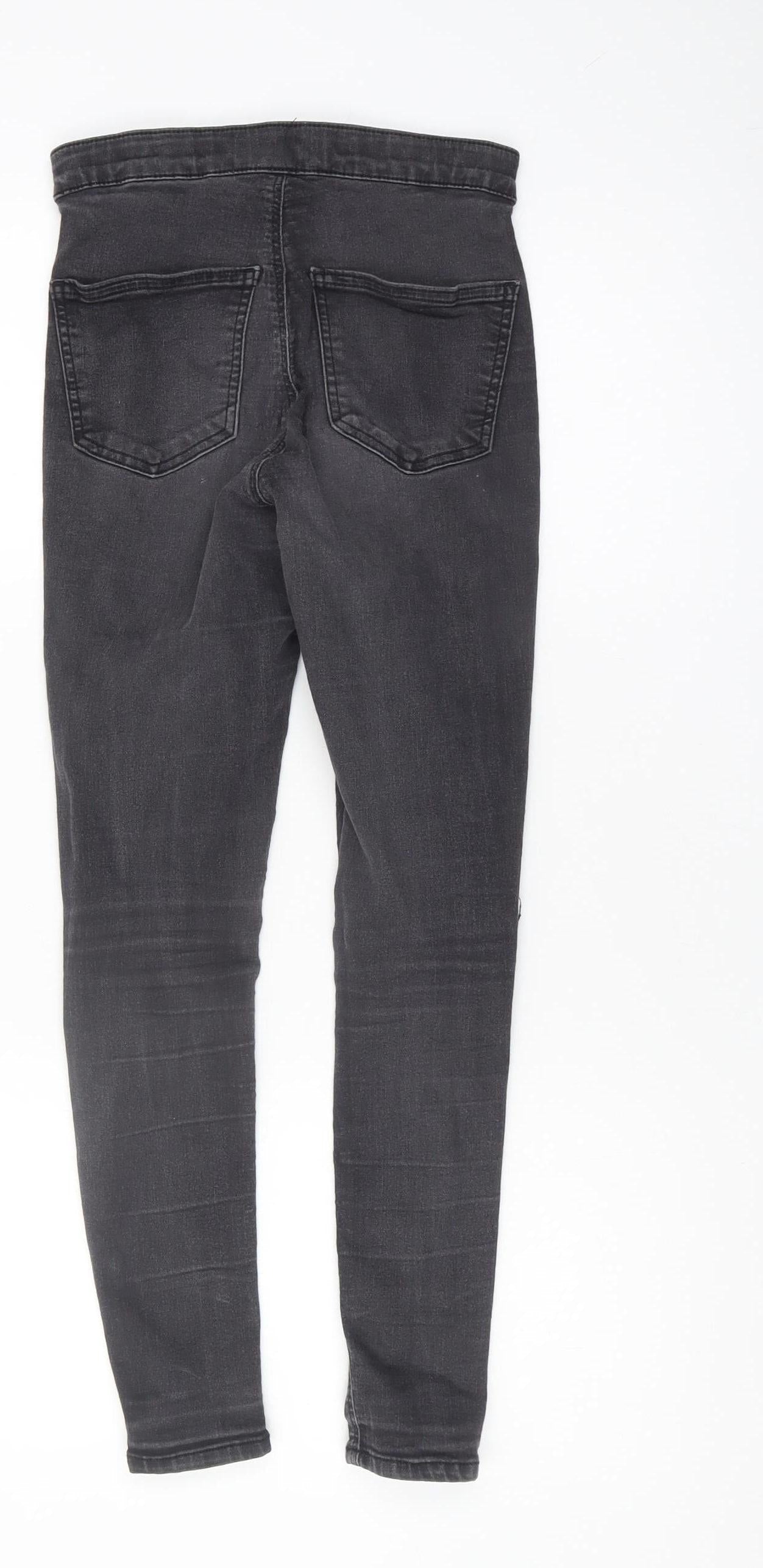 Topshop Women's Black Skinny Jeans, Size S, Distressed