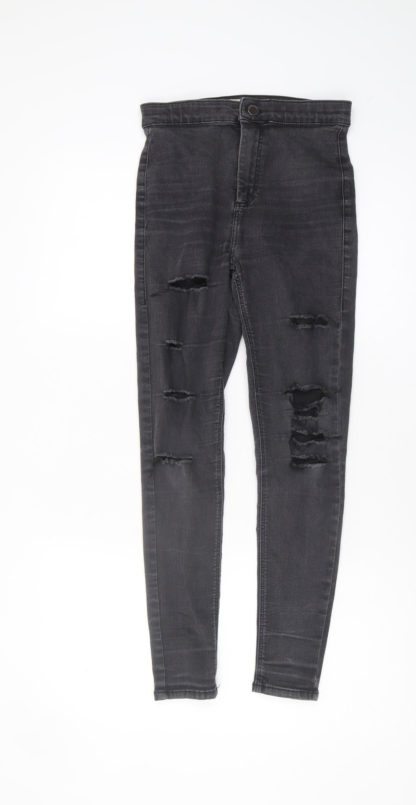 Topshop Women's Black Skinny Jeans, Size S, Distressed