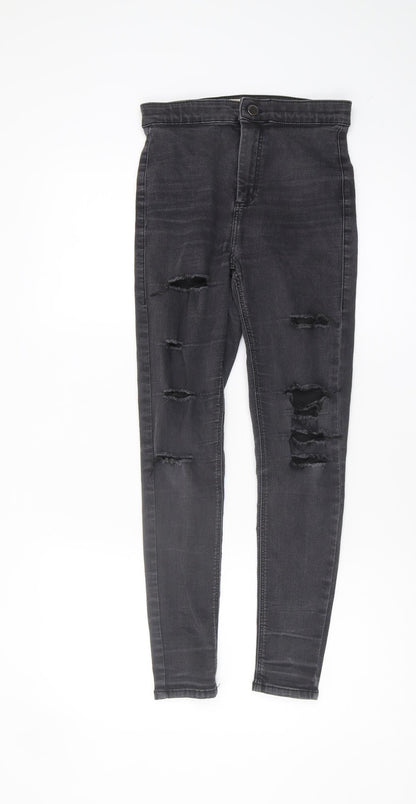 Topshop Women's Black Skinny Jeans, Size S, Distressed
