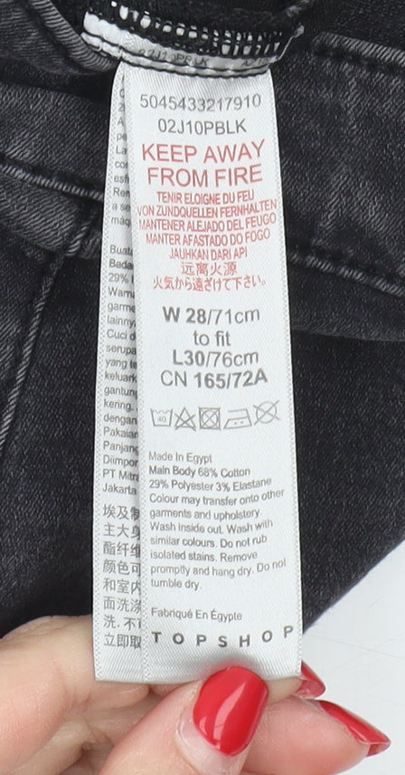 Topshop Women's Black Skinny Jeans, Size S, Distressed