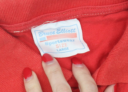 Bruce Elliott Men's Red Polo Shirt Size L