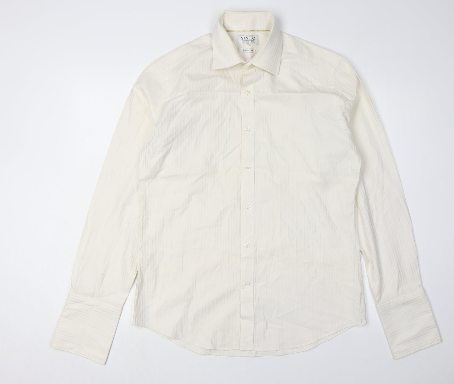 Jeff Banks Men's Ivory Long Sleeve Shirt, Size 15.5