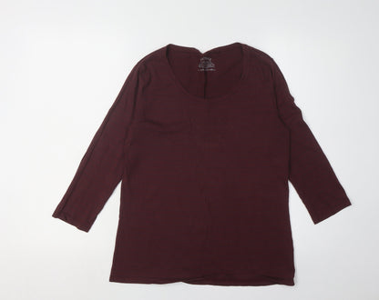 FatFace Women's Purple 3/4 Sleeve Striped T-Shirt Size 12