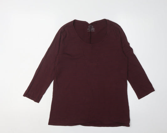 FatFace Women's Purple 3/4 Sleeve Striped T-Shirt Size 12