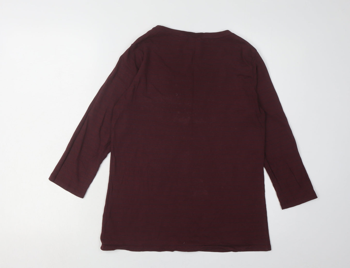 FatFace Women's Purple 3/4 Sleeve Striped T-Shirt Size 12