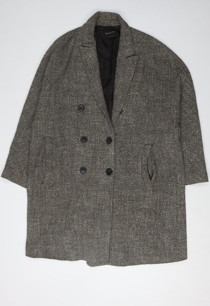 Massimo Dutti Women's Grey Tweed Blazer, L, Double-Breasted