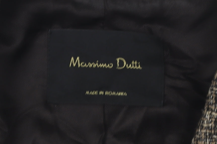 Massimo Dutti Women's Grey Tweed Blazer, L, Double-Breasted