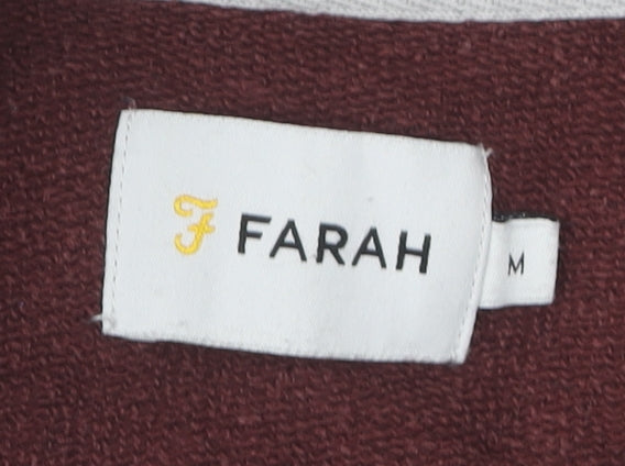 Mens UK Size M Farah Red 1/4 Zip Sweatshirt