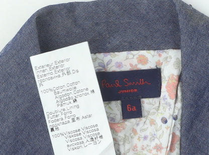 Paul Smith Girls Blue Cotton Jacket, Size 6 Years