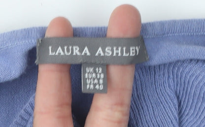 Laura Ashley Women's Blue Long Sleeve Ruffle Jumper Size 12