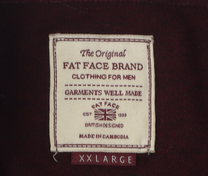 Fat Face Men's Red XL Cotton Cashmere Pullover Jumper