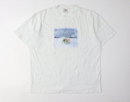 Sirus White T-Shirt XL Crew Neck Cotton Casual Wear