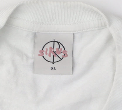 Sirus White T-Shirt XL Crew Neck Cotton Casual Wear