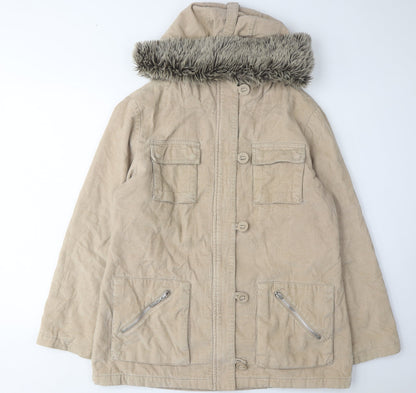 Womens UK Size 16 Debenhams Beige Parka Coat