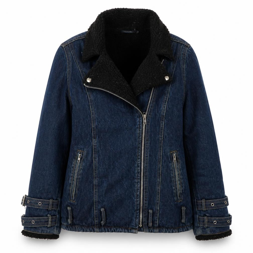 Womens UK Size 6 Missguided Blue Motorcycle Jacket