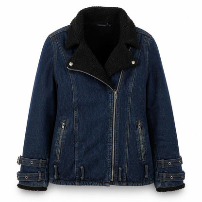 Womens UK Size 6 Missguided Blue Motorcycle Jacket