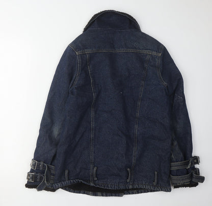Womens UK Size 6 Missguided Blue Motorcycle Jacket