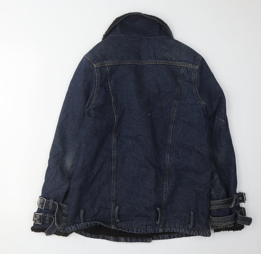 Missguided Women Blue Denim Motorcycle Jacket Size 6
