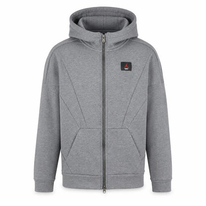 Front view of Jordan boys’ grey full zip hoodie l