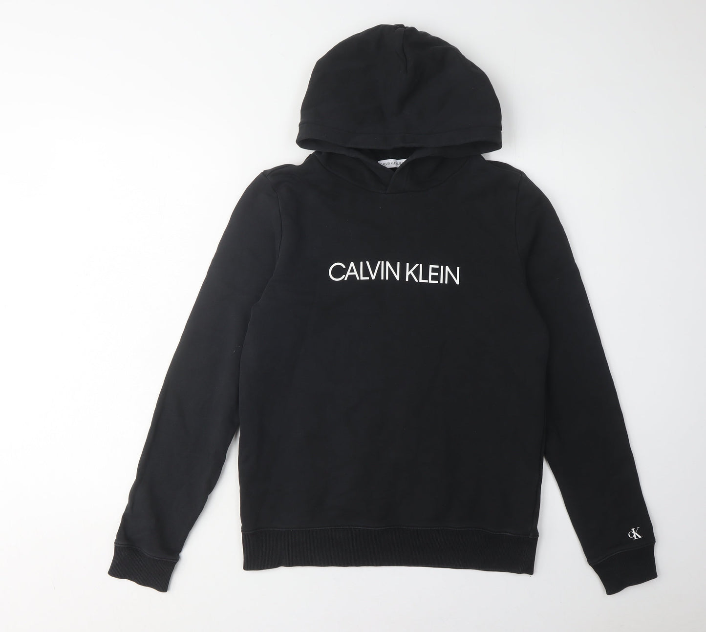 Calvin Klein Boys Black Hoodie Logo Pullover 16 Years