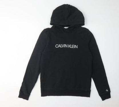 Calvin Klein Boys Black Hoodie Logo Pullover 16 Years