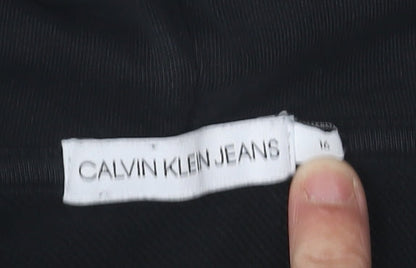 Calvin Klein Boys Black Hoodie Logo Pullover 16 Years