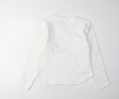 GAP Women's White V-Neck Pullover Sweatshirt L