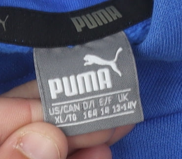 Puma Boys Blue Hoodie Pullover, Size 14, Graphic Design