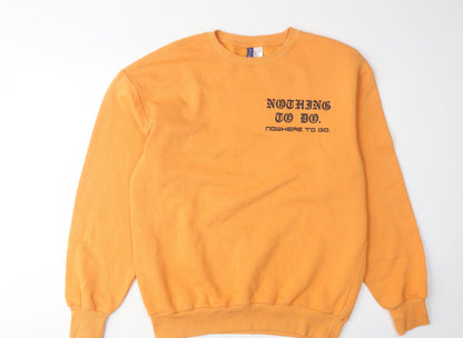 Unisex Adults UK Size S H&M Orange Pullover Sweatshirt