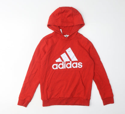 Adidas Boys' Red Pullover Hoodie, 9-10 Years, Graphic Logo