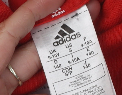 Adidas Boys' Red Pullover Hoodie, 9-10 Years, Graphic Logo