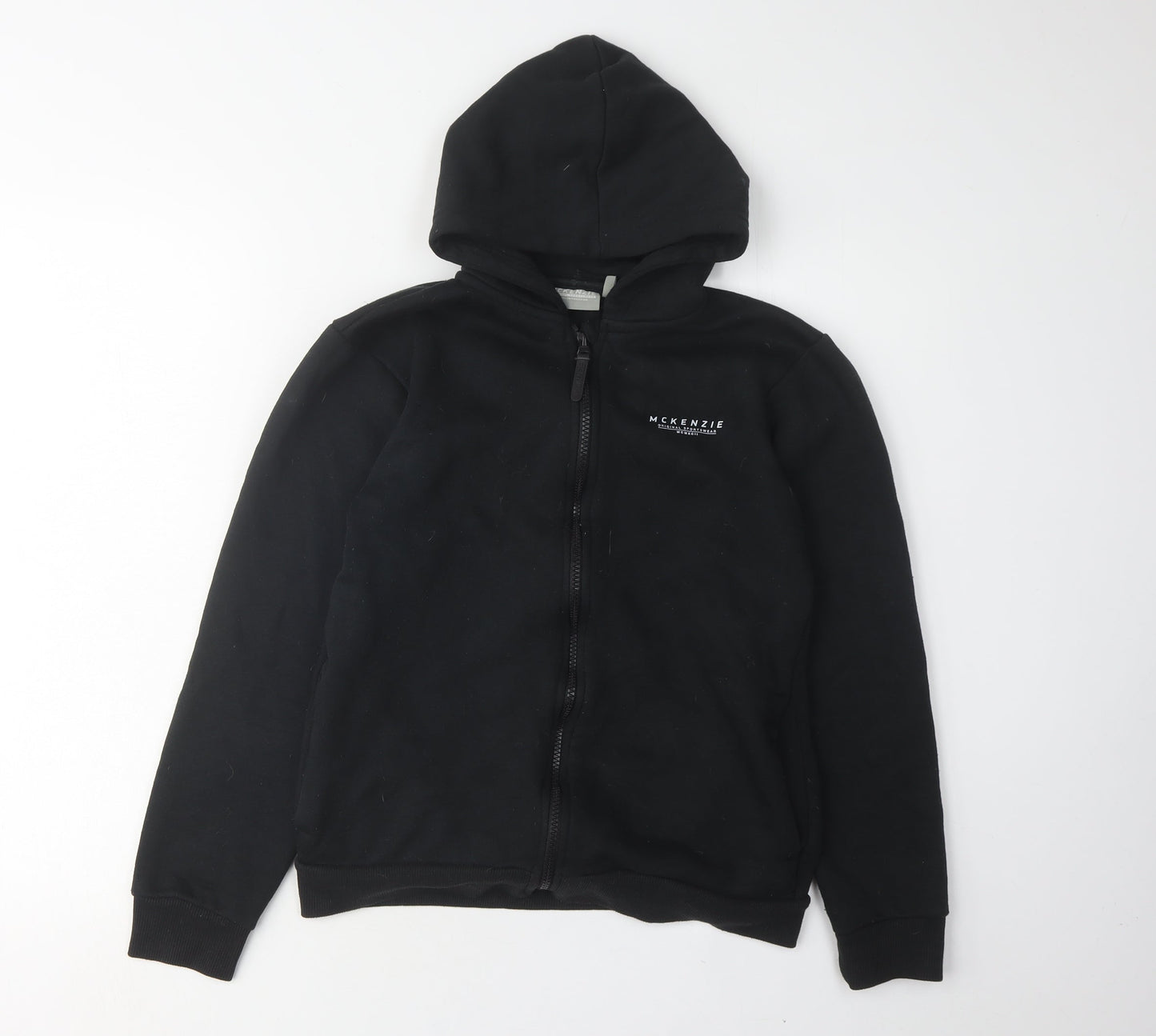 McKenzie Boys Black Full Zip Hoodie, 13-14 Years, Logo Sportswear