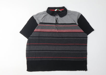 James Pringle Men's XL Striped Polo Shirt Black/Grey - Golf Ready