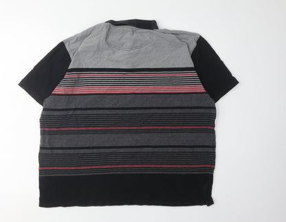 James Pringle Men's XL Striped Polo Shirt Black/Grey - Golf Ready