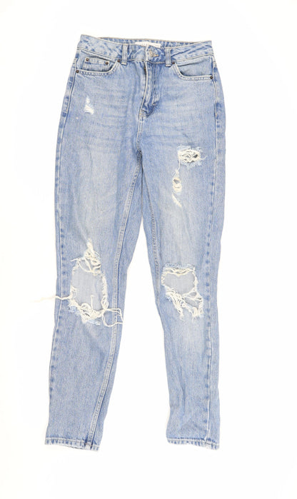Topshop Women's Blue Distressed Mom Jeans Size 10