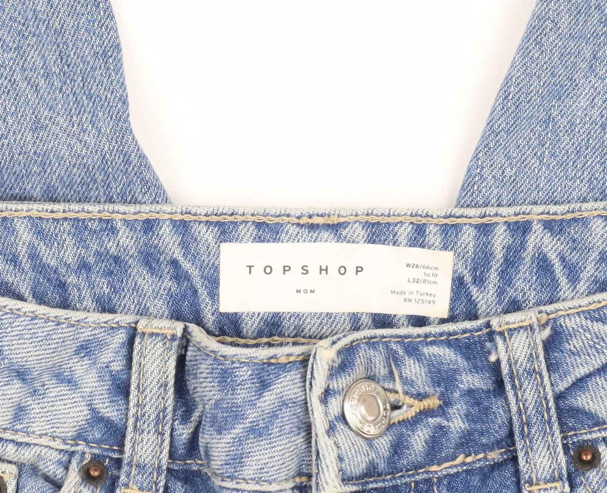 Topshop Women's Blue Distressed Mom Jeans Size 10