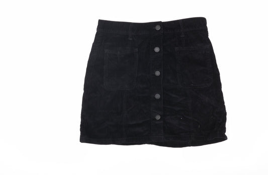 Next Women's Black A-Line Corduroy Skirt Size 12