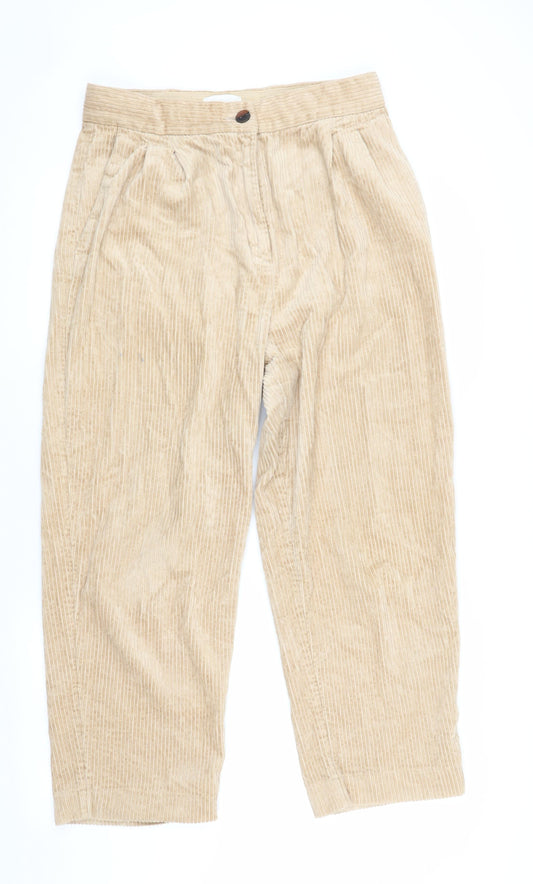 Womens UK Size 14 H&M Regular Fit Cropped Beige Trousers